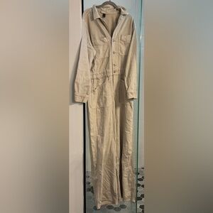 Stylish Beige Denim Jumpsuit NWT SZ 12